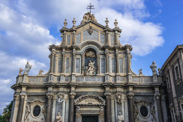Fototapeta na wymiar Front facade of Saint Agatha Cathedral in Catania, Sicily Island of Italy