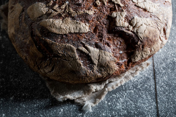 Tasty and fresh bread with whole grains for breakfast