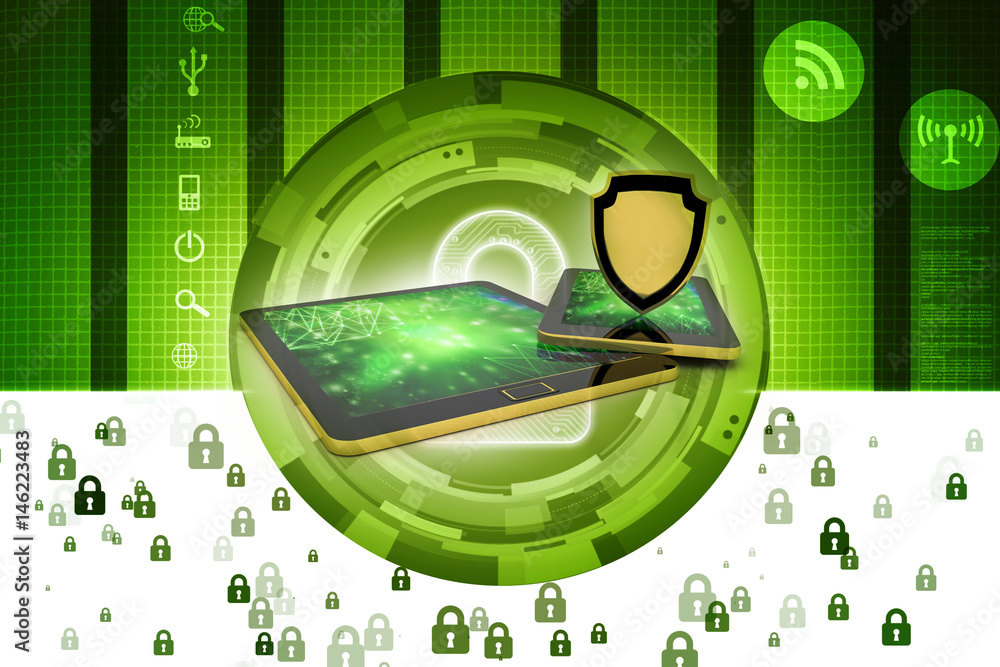 Poster 3d rendering transmitter mobile with shield