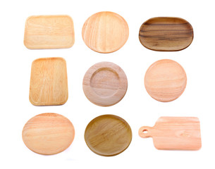wooden plate isolated on white background