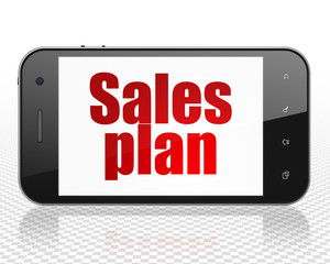 Marketing concept: Smartphone with Sales Plan on display