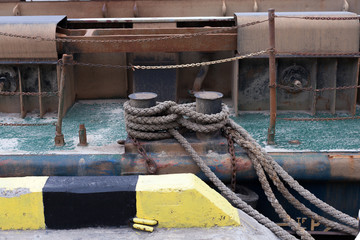 Fototapeta premium Bollard with mooring line