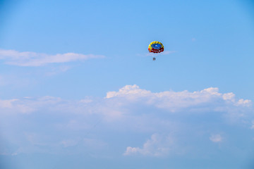 Parachute flight in the clouds
