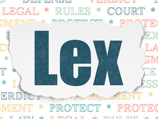 Fototapeta na wymiar Law concept: Lex on Torn Paper background