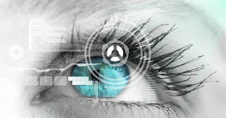 Close-up of eye with interface - Powered by Adobe