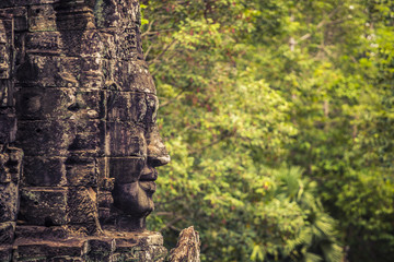Stone faces at Bayon Temple in Angkor Wat