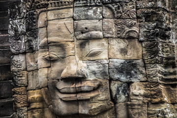 Stone faces at Bayon Temple in Angkor Wat