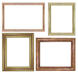 Wooden vintage picture frame isolated on white background