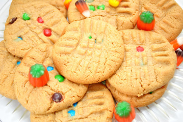 Peanut Butter Cookies with Halloween Candies