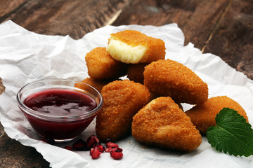 Fried Camembert with Cranberry sauce