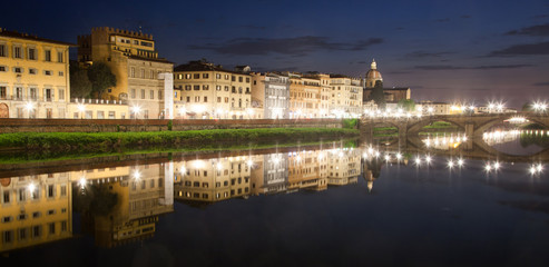 travel amazing Italy series -  River Arno at Night, Florence, Tuscany