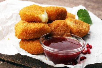 Fried Camembert with Cranberry sauce