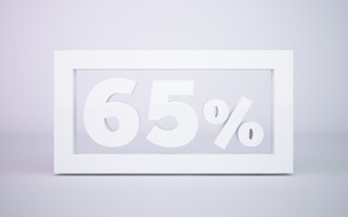 3D rendering white 65 percentage isolated white background