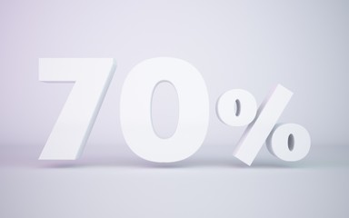 3D rendering white 70 percentage isolated white background
