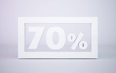 3D rendering white 70 percentage isolated white background