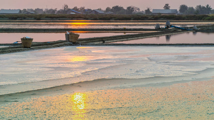 Beautiful landscape at sunset salt Farm