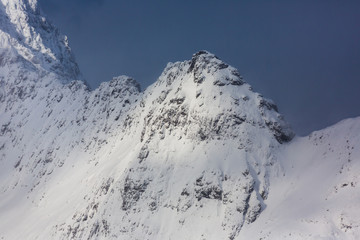 Snow-capped peaks of the mountains