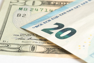 Geldscheine Euro und Dollar