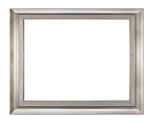Silver picture frame isolated on white background.