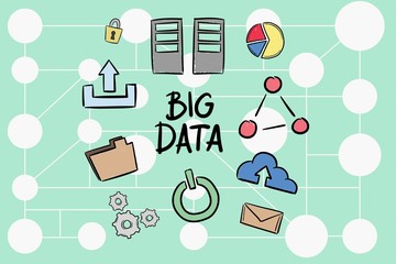 Digital composite image of big data amidst various icons