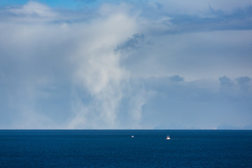 Heavy snow clouds over the sea