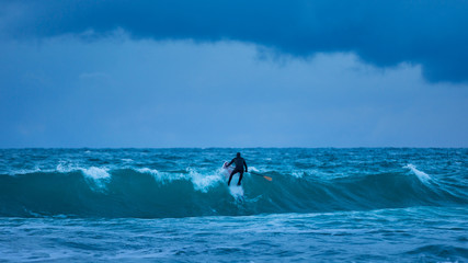 Training surfers in cold waters of Lofotens