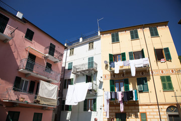 Fototapeta na wymiar travel amazing Italy series - houses in Riomaggiore, Cinque Terre national park