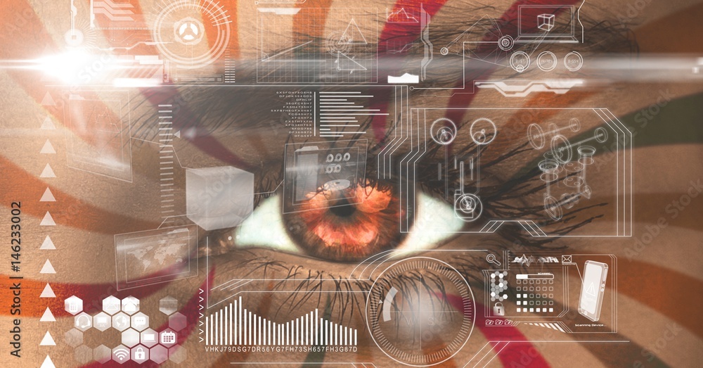 Aufkleber digital composite image of eye interface