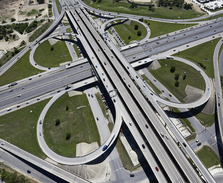 USA, Texas, San Antonio, aerial view of highway interchange