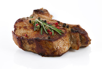 Grilled meat steak with spices