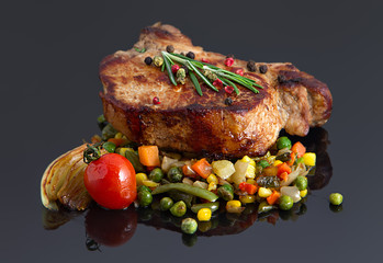 Grilled meat steak with spices