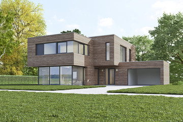 Moderne Villa mit Holzfassade