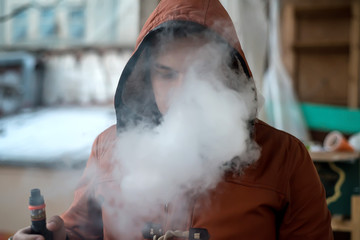 Man in vape smoke