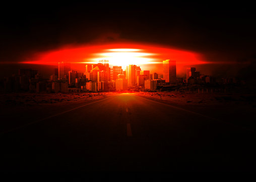 Atombombe, Atomexplosion &uuml;ber Stadt