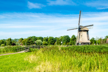 Typical Dutch landscape in Alkmaar, the Netherlands
