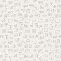 Obraz premium Money seamless pattern. Background with icons.