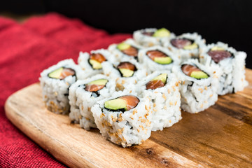 Japanese food Sushi Roll Maki of Salmon and avocado