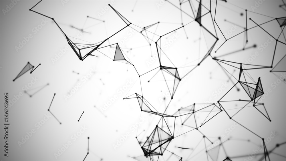 Poster abstract graphic consisting of points, lines and connection, internet technology.