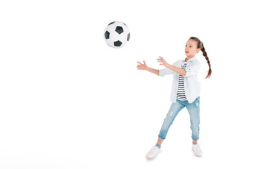 Girl play with soccer ball