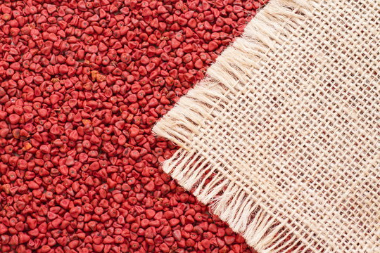 Seeds of achiote, originating from central america and parts of south america is used to season and color food
