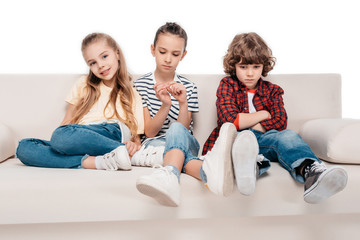 Friends sitting on couch