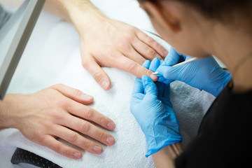 Close up of men's manicure