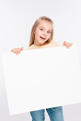Blond girl with blank board