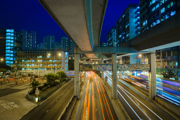 Fototapeta na wymiar Hong Kong traffic night view with traffic light tracks.