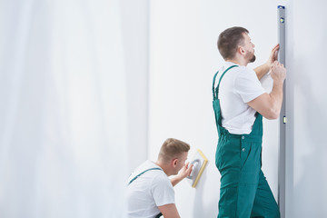 Obraz premium Two men performing a renovation
