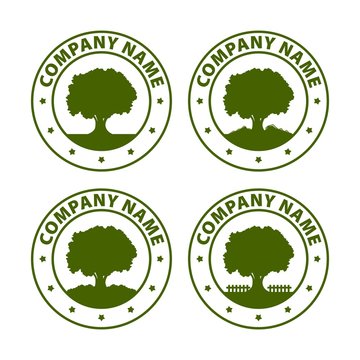 Green Tree Logo Design Vector Emblem Template