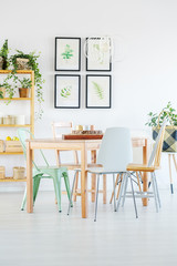 Simple, white dining room