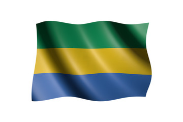 Flag of Gabon isolated on white, 3d illustration