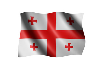 Flag of Georgia isolated on white, 3d illustration