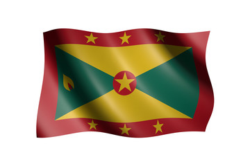 Flag of Grenada isolated on white, 3d illustration